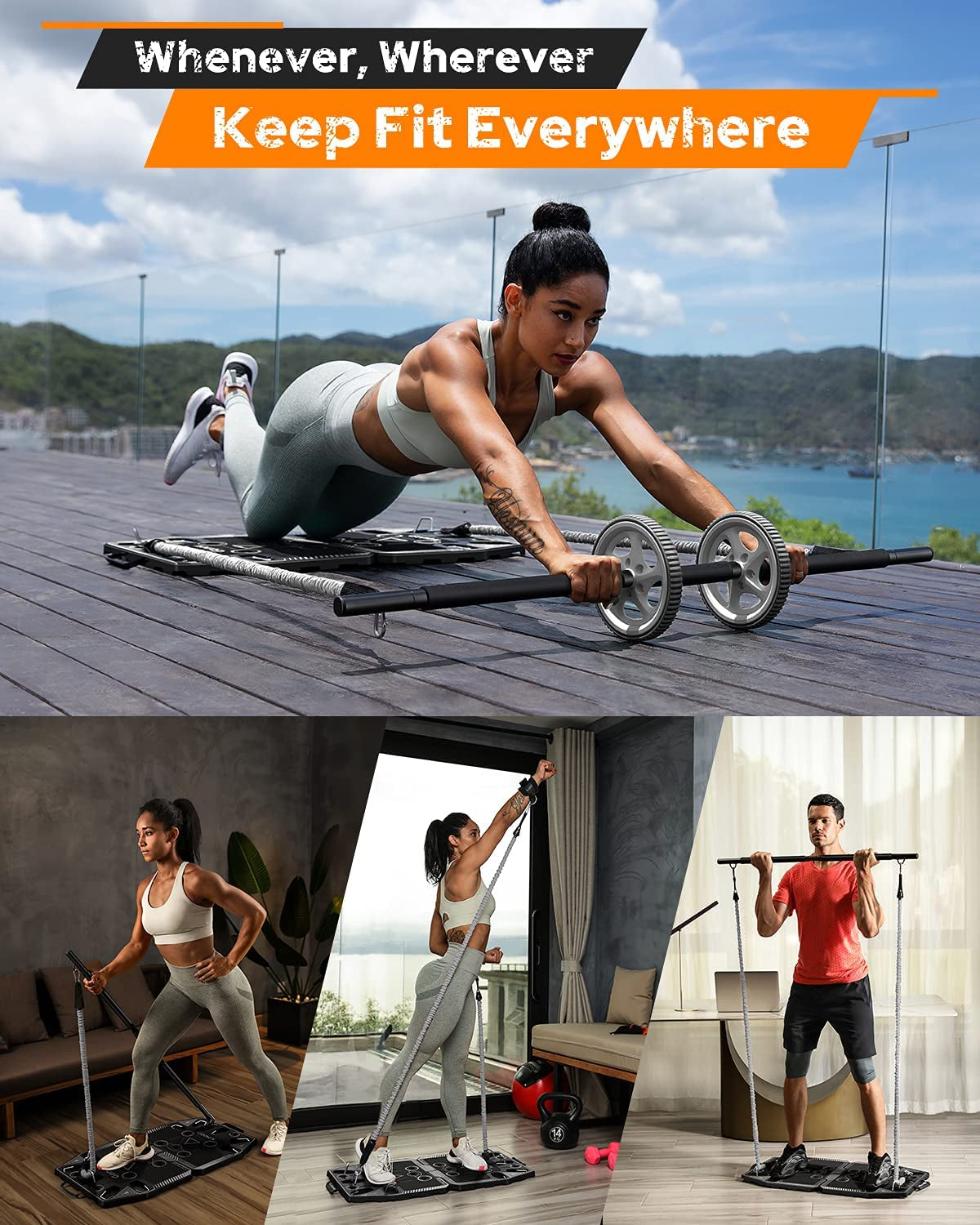 HomeFit Master™ Portable Home Gym System with 14 Accessories for Comprehensive Full-Body Workouts